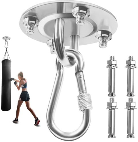 Cisivis Crochet de Plafond 400 kg, Support pour Sac de Boxe, Fixation pour hamac, Fauteuil Suspendu, Crochet de balançoire, Support de Plafond pour l'extérieur et l'intérieur – Crochet de Suspension