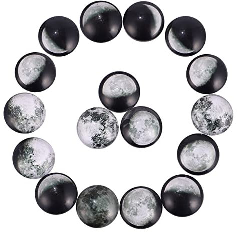 STOBOK 100 Stück Schwarze Glas Cabochons mit Mondmotiv zum Schmuck Selbermachen und Basteln Flache Glaskuppel für Monddekoration und Kreative Schmuckherstellung