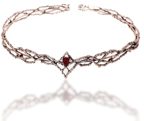 Elfo Corona di Cristallo, Rosso Strass Tiara, Diadema di Retrò, Principessa Sposa Corona di Cristalli per Halloween Matrimonio Nozze Prom Costume Cosplay Festa Gioielli Regalo