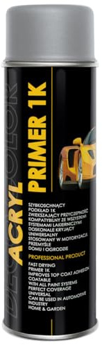 Deco Color 1 STÜCK ACRYL CAR LINE Grundierung GRAU 500ml - Haftgrund für z.B. Alufelgen, KFZ, Holz, Beton (1 Dose 500ml Grundierung Grau)