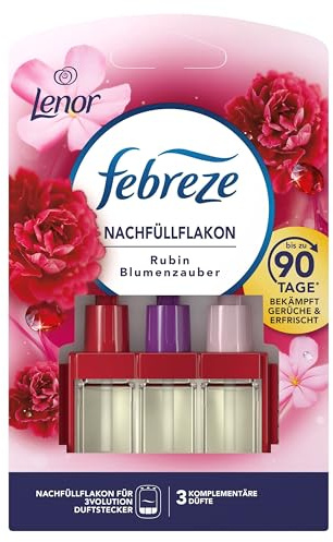Febreze 3Volution Lufterfrischer-Starterset Mit Cleverer Programmierung Rubin Blumenzauber 20ml, 3 Sich Abwechselnde Düfte Bekämpfen Gerüche