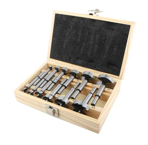 Juego de 12 brocas Forstner de carburo for cortar agujeros de madera, brocas multidientes de acero con alto contenido de carbono for carpintería, brocas autocentrantes for madera dura y plástico
