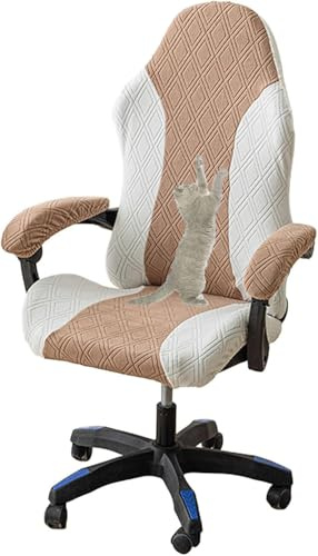 YOPOIY Gaming Stuhl Abdeckung Katze Kratzfest, Stretch Gamer Stuhl Protector Weich Mit Reißverschluss Computer Stuhl Slipcover Abnehmbare Sessel Abdeckungen (4,Einheitsgröße)