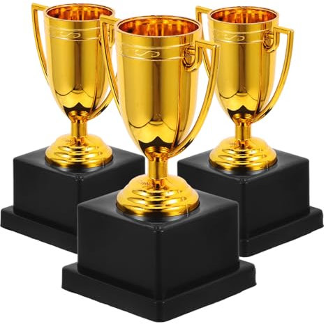 Parliky Kleiner Trophäen 3 Stück Kunststoff Siegertrophäe für Kinder und Erwachsene Partyspiele Schülersportwettkämpfe Auszeichnungen
