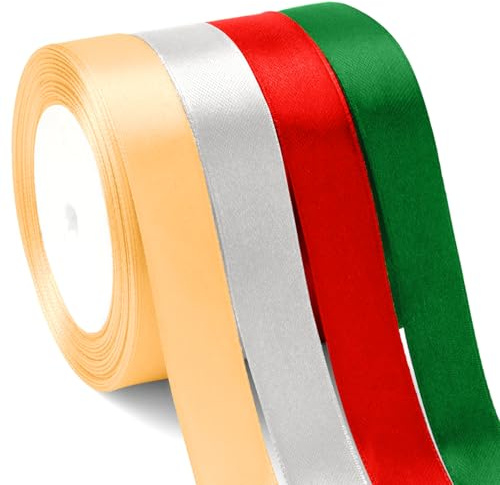 Geschenkband Weihnachten Schleifenband Weihnachten 20mm 92m Geschenkband Gold Geschenkband Rot Geschenkband Set Grün Silber Verpackungsbänder Geschenkverpackung Weihnachten Geschenkbänder Stoffband