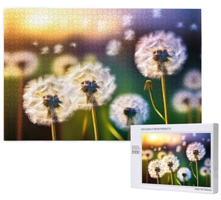 Löwenzahn-Blumen-Puzzle, 1000 Teile für Puzzle, Holzpuzzle für Familie, Freunde, Heimdekoration, Wandkunst, 75 x 50 cm