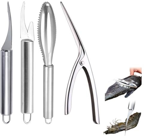 Ensemble de 4 Couteaux Multifonctionnels pour Crevettes,5 In 1 Multifunctional Shrimp Like Fish Maw Knife, Crevettes Couteau,éPlucheur De Crevettes- Éplucheur, Diviseur, Écailleur, Coupeur