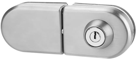 Serrure de Porte en Verre en Acier Inoxydable, Langue de Verrouillage Ronde Solide avec Clés, Adaptée aux Portes en Verre sans Cadre de 10~12 Mm et aux Portes en Verre trempé