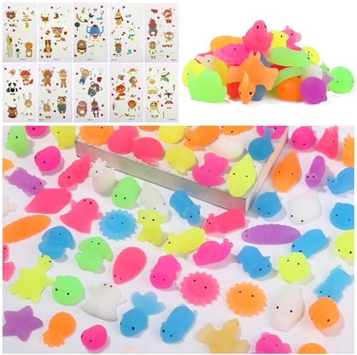 Zhufas Squishy Kawaii Set of 120 Stück Mini Mochi squishies, Nettes Fudge -Spielzeug, Osterei -Füllung, geeignet für Partygeschenke, Klassenzimmerbelohnungen, Weihnachten, Kindertag