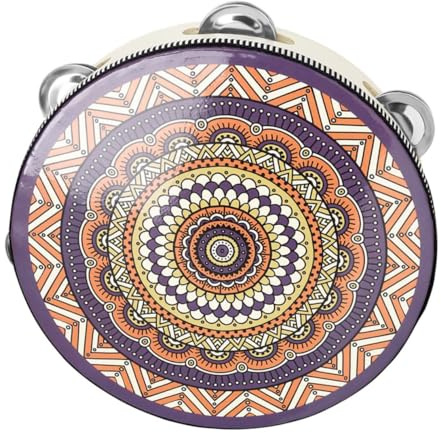 TOYANDONA 8 Zoll Tambourin Schlaginstrument und Pu mit Klarem Melodischem Klang Einfach zu Lernen für Anfänger und Musikalische Freizeit