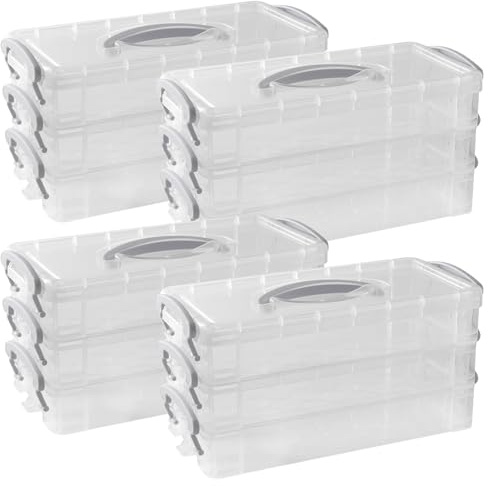 HEIYUET 4 stycken pennor låda organisatör, 3 djur stapelbar plast pennlåda med lock och handtag, hantverk arrangör pennlådor sorteringslåda förvaringslåda för pennor förvaring