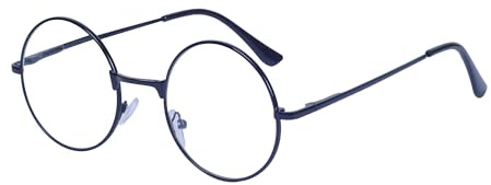 JoXiGo Reading Glasses +2.0 (Black) for Women Men Retro Round Metal Frame + Glasses Strap