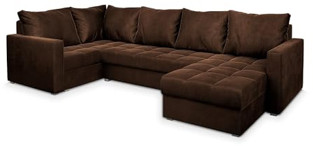 Masseno Ecksofa LORIVO L-S mit Schlaffunktion U-Form, Sofa mit Bettkasten, Wohnzimmersofa, Couch, Soffa, Bettsofa, Couchgarnitur- Braun, Kronos 06