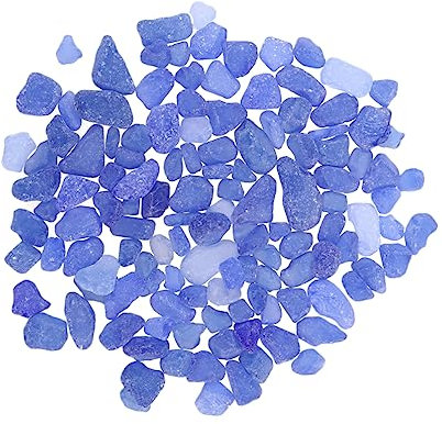 Sosoport Galets De Verre pour Aquarium Décoratifs Bleu, Pierres Roulées en Verre Naturel, 500 G, Gravier Lisse Et Poli, pour Aquarium D’Eau Douce Et Salée, Décorations Jardin Et Bureau