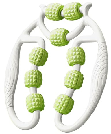Rouleau de Massage Musculaire des Tissus Profonds - 9 Roues Rouleau de Massage Anti-Cellulite 360°, Rouleaus de Massages des Jambes, Rouleaus de Massages 360°, Soulage la Fatigue (1-Vert)