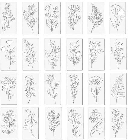 Suanzua 24-Teilige Malvorlagen für Wildblumen, Blumenblätter, Bastelvorlagen, Blätter, Kunst, Wand, Tür, Leinwand, Heimdekoration