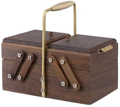 Holz Nähkästchen Handarbeits-Aufbewahrungsbox, Schaukasten, Nähen, Dekoration, Hausmöbel, Modell Nähkasten Holz(Black Walnut)