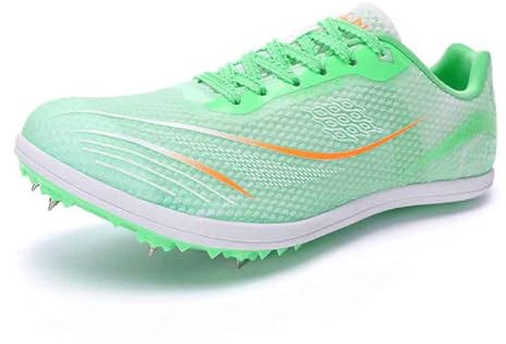 Zapatillas De Atletismo, Zapatillas De Atletismo Ligeras De Carrera De Distancia para Hombre Zapatillas De Deporte De Salto Transpirables para Niñas Y Mujeres,Verde,44 EU