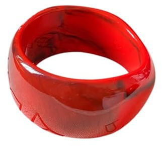 Caiyao Colorful Square Round Acrylic Resin Bangle Bracelets Vintage Candy Color Wide Irregular Geometric Plastic Bracelet Chunky Tortoiseshell Acetate Plate Wristbands for Women Jewelry Gifts-C red