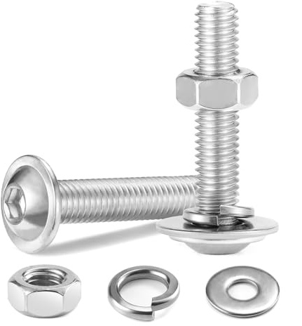 Wavanta M5 x 40 mm Bolt Flanged Button Head Socket Cap Bolt Screws, 10Pcs | Nuts and Bolts 304 Stainless Steel, Allen Screws, Flat & Lock Washers, Nuts and Bolts Assortment Kit