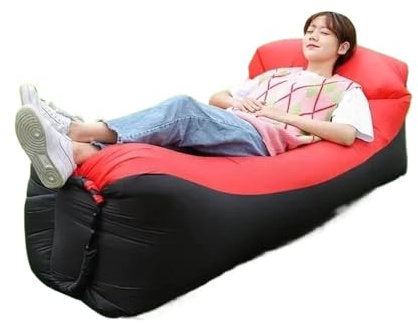 Ryhapm Schnell aufblasbares Sofa, Camping, Luftliege, Strandschlafsack, tragbar, faltbar, Luftsofa für Reisen, Picknick, Outdoor, faules Bett, Stuhl (11)
