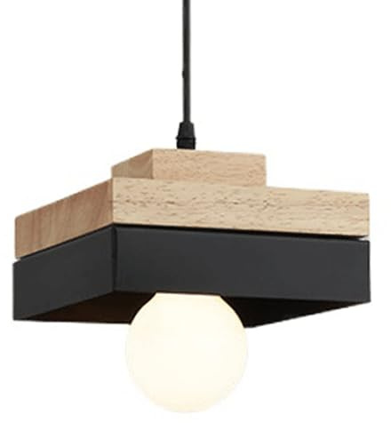 Lámpara de araña de Industrial japonés de una Sola Cabeza - Lámpara Colgante Cuadrada de Metal con Base E27, luminaria Creativa y con Personalidad para Estudio, librería y Estudio.