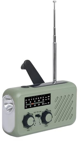 Notfall-Solarradio, Notfallradio mit Kurbel & 2000mAh Akku, AM FM USB, Tragbares Solar Kurbelradi mit LED-Beleuchtung, LED-Flutlicht, SOS für Camping, Notfälle