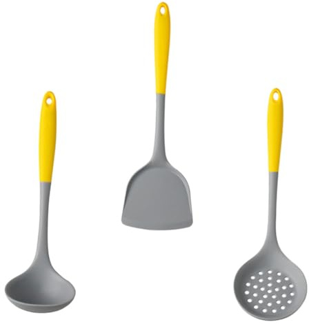 TOPPERFUN Juego De Espátulas De Silicona Flexibles 3 Piezas, Kit De Cocina Resistente Al Calor Mango Ergonómico, Utensilios Colgantes Para Cocinar y Servir