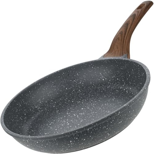 Homiu Non-Stick Frying Pan for Induction, Gas, Ceramic & Electric Hobs – Lightweight Pan for Eggs, Pancakes, Omelettes & Everyday Cooking (Dark Grey, 24cm)