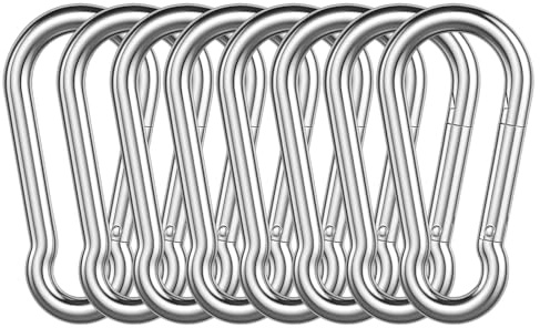 8 Stück Karabiner, Karabiner für Schaukel, Karabinerhaken Groß, 8x80mm Eisen Karabiner Set, Verzinkt