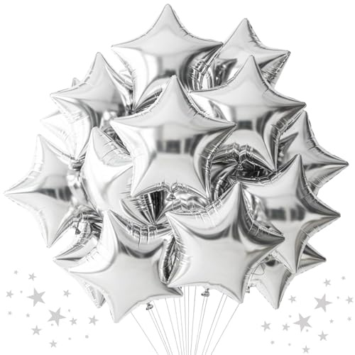 30 st 45 cm stora stjärnor helium mylar-ballonger stora stjärnformade folieballonger för jubileum förlovning födelsedag bröllop möhippa fest dekorationer tillbehör (silver)