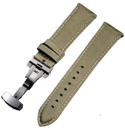 Klockarmband I Nylonläder 22 Mm 20 Fjärilsspänne Armband Universella Tillbehör Kvinnor Män Sport Tyg(Green,20mm)