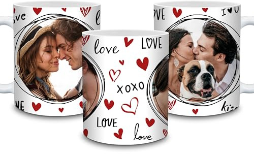 Gift for Her & Him Personalised Mug Photo | Customised Gifts for Women & Men | Unique - Birthday Presents for Wife, Husband, Girlfriend, Anniversary, Couples, Valentines, Engaged, Romantic Love Design