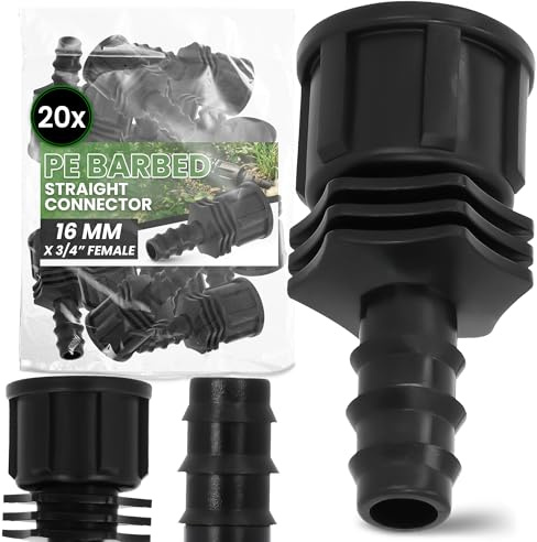 Instalguru 20x Conector Riego PE 16x3/4'' Rosca Hembra Enlace Racor Compresión Jardín Sistema Goteo Manguera Tubería Agua Agricultura Polietileno Unión Tubos Riegos