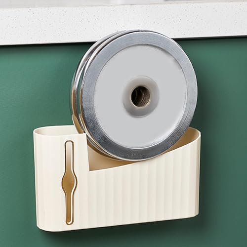 Fdit Dispensador de Bolsas de Basura de Pared, Elegante Soporte para Bolsas de Basura de Color Crema sin Taladro, Diseño Montado en la Pared, para Cocina, Baño, Organización del