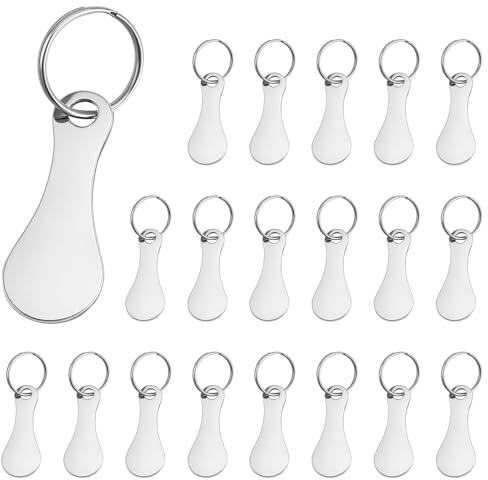 Foonary 20 stycken kundvagnslösare, kundvagnschip i rostfritt stål, inköpsskepp nyckelringar för att öppna kundvagnen och som nyckelring (silver)