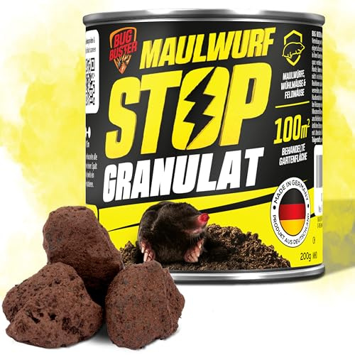 BUG BUSTER® Maulwurf Vertreiber Steine - 5,4% Geraniol + 2,7% Lavandin - Effektiv Maulwürfe, Wühlmäuse und Ratten vertreiben