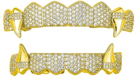 Hrtyvhin Zanne da vampiro Halloween, robusti denti in rame, gioielli dal design leggero per feste cosplay, gioielli metallici