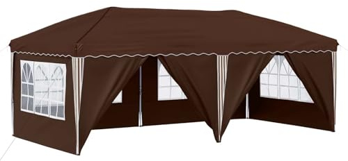 Nqyjm Pabellón, pop-up, carpa, 575 x 288 x 245 cm, marrón, cenador de jardín, estable para playa, boda, camping