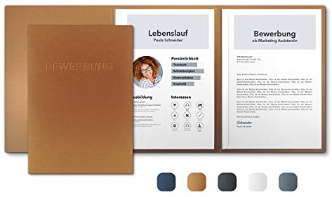3 Stück 3-teilige Bewerbungsmappen Kupfer Metallic - Premium-Qualität mit hochwertiger Prägung BEWERBUNG - direkt vom Hersteller STRATAG