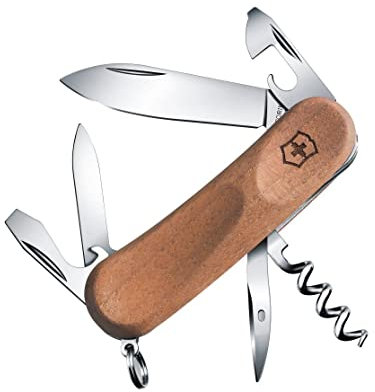 Victorinox Evolution Wood 10 Swiss Army Knife, Medium, Multi Tool, 11 Functions, Blade, Nail File, Wood
