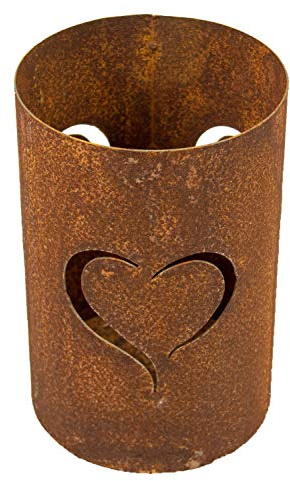 Edelrost Windlicht Herzen - 24 cm hoch - Rostdeko Laterne