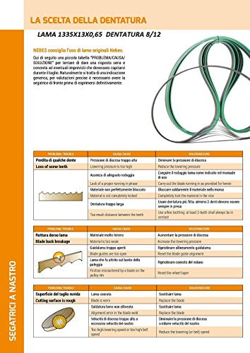 LAMA PER SEGA A NASTRO FERRO 1335X13X0,65 DENTATURA 8/12 PER NEBES TM101PLUS
