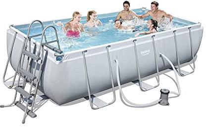 Bestway 56441 | Power Steel - Piscina Fuori Terra Rettangolare, 404X201X100 cm, Pompa di Filtraggio e Dosatore Chemconnect Inclusi