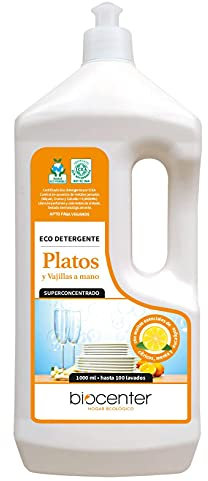 BIOCENTER - Lavavajillas a mano ecológico - Limón, Menta, Eucalipto - envase Ecofriendly de 1 litro