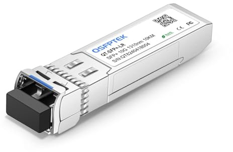 QSFPTEK 10G-LR SFP+ Module 10km 1310nm DDM LC 10GBASE Monomode SFP+ Transceiver émetteur-récepteur 10G-LR pour Cisco SFP-10G-LR, Ubiquiti UF-SM-10G, Mikrotik, Netgear, Zyxel, Qnap NAS, D-Link