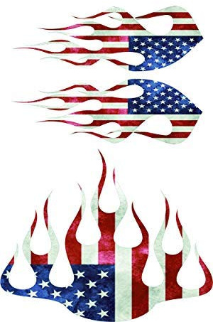 Wild Dingos LLC - ST2 Flame Graphics American Flag Decal Kit Golf Cart UTV RC ATV Mower 4x4 (PG24-103-000 Flag, C - Large)