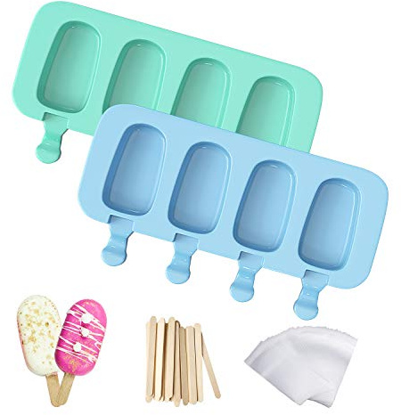 Popsicles Molds, Ozera 2 Pack Homemade Cake Pop Molds, Reusable Silicone Ice Pop Cream Maker Cakesicle Molds with 50 Wooden Sticks & 50 Bags