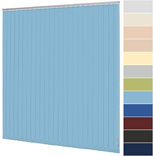 Lamellenvorhang nach Maß Vertikaljalousie 89 mm für Tür und Fenster viele Farben Maßanfertigung Wand- und Deckenmontage Jalousie Lamellen Rollo (Breite 180,1-200 cm x Höhe 220,1-240 cm, Hellblau)