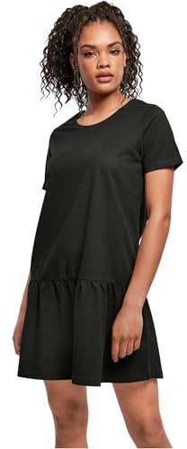 Urban Classics Damklänning, valance, t-shirtklänning för kvinnor med volang på kjoldelen finns i många färger, storlekar XS – 5XL, svart, XL